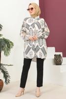 Tesettür giyim SİYAH DESENLİ PAMUKLU GÖMLEK TUNİK T 3621