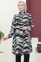 Tesettür giyim SİYAH PAMUKLU DESENLİ TESETTÜR TUNİK T 3622