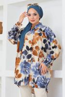 Tesettür giyim KAHVE PAMUKLU TESETTÜR TUNİK T 3697