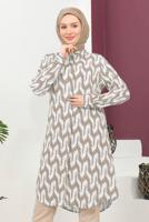 Tesettür giyim VİZON DESENLİ PAMUKLU TUNİK T 3810