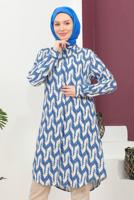Tesettür giyim LACİVERT DESENLİ PAMUKLU TUNİK T 3810