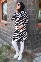 Tesettür giyim SİYAH  ZEBRA DESENLİ TUNİK T 3813