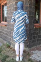Tesettür giyim LACİVERT  ZEBRA DESENLİ TUNİK T 3813