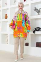 Tesettür giyim MOR DESENLİ PAMUKLU GÖMLEK TUNİK T 3852