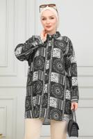 Tesettür giyim SİYAH PAMUKLU TESETTÜR TUNİK T 3962