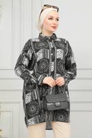 Tesettür giyim SİYAH PAMUKLU TESETTÜR TUNİK T 3962