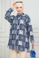 Tesettür giyim LACİVERT PAMUKLU TESETTÜR TUNİK T 3962