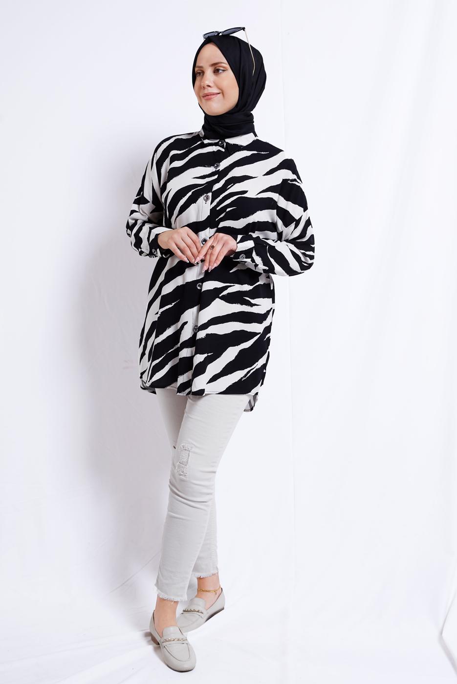 Tesettür giyim SİYAH PAMUKLU TESETTÜR TUNİK T 4272