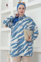 Tesettür giyim MAVİ PAMUKLU TESETTÜR TUNİK T 4272