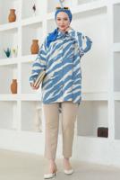 Tesettür giyim MAVİ PAMUKLU TESETTÜR TUNİK T 4272