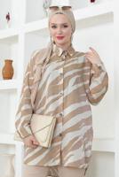 Tesettür giyim VİZON PAMUKLU TESETTÜR TUNİK T 4272