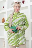 Tesettür giyim YEŞİL PAMUKLU TESETTÜR TUNİK T 4272