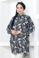 Tesettür giyim SİYAH PAMUKLU TESETTÜR TUNİK T 4622