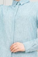 Tesettür giyim MAVİ PAMUKLU UZUN TESETTÜR TUNİK T 4659