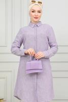 Tesettür giyim MOR PAMUKLU UZUN TESETTÜR TUNİK T 4659