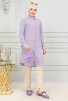 Tesettür giyim MOR PAMUKLU UZUN TESETTÜR TUNİK T 4659
