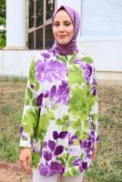 Tesettür giyim YEŞİL DESENLİ PAMUKLU TUNİK T 4731