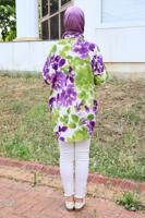 Tesettür giyim YEŞİL DESENLİ PAMUKLU TUNİK T 4731