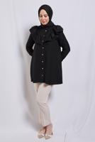Tesettür giyim SİYAH FIRFIR DETAYLI TUNİK T 5347