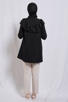 Tesettür giyim SİYAH FIRFIR DETAYLI TUNİK T 5347