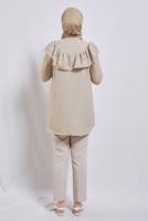 Tesettür giyim BEJ FIRFIR DETAYLI TUNİK T 5347