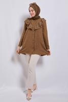 Tesettür giyim KAHVE FIRFIR DETAYLI TUNİK T 5347