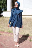 Tesettür giyim LACİVERT FIRFIR DETAYLI TUNİK T 5347