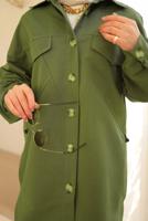 Tesettür giyim HAKİ GENİŞ KESİM GÖMLEK TUNİK T 55616