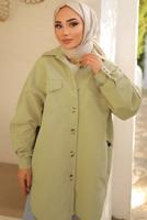 Tesettür giyim BEJ GENİŞ KESİM GÖMLEK TUNİK T 55616