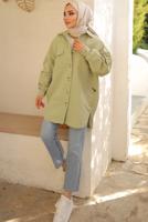 Tesettür giyim BEJ GENİŞ KESİM GÖMLEK TUNİK T 55616
