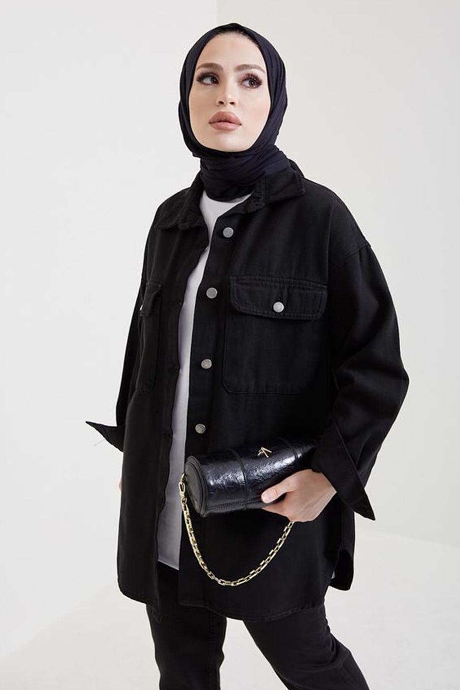 Vêtements hijab NOIR VESTE EN JEAN T 5716