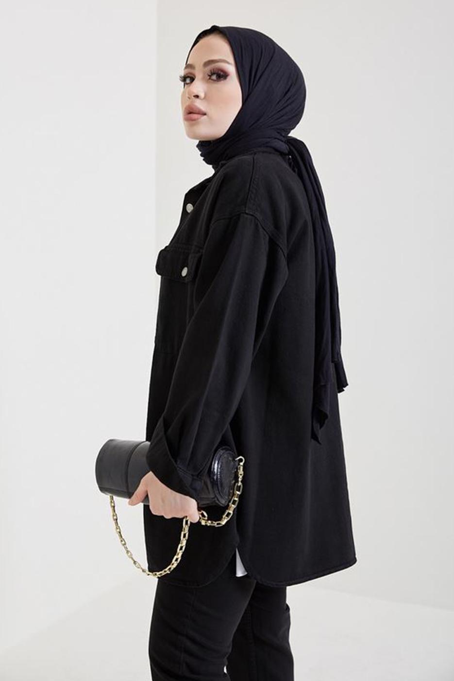 Vêtements hijab NOIR VESTE EN JEAN T 5716