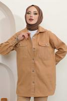 Tesettür giyim KAHVE CEPLİ KOT CEKET T 5716