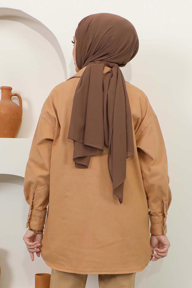 Vêtements hijab BRUN VESTE EN JEAN T 5716 - TRENDTESETTÜR