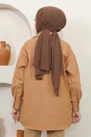 Tesettür giyim KAHVE CEPLİ KOT CEKET T 5716