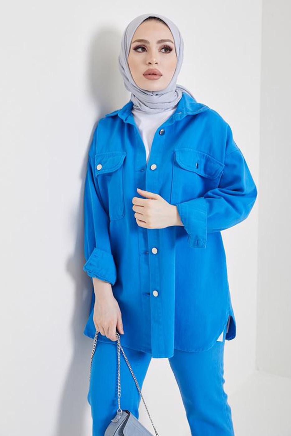 Vêtements hijab BLEU MARINE VESTE EN JEAN T 5716