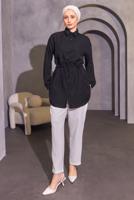 Vêtements hijab NOIR TUNIQUE À LA TAILLE NOUÉE T 6214