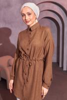 Vêtements hijab BRUN TUNIQUE À LA TAILLE NOUÉE T 6214