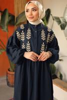 Tesettür giyim LACİVERT YAPRAK DESENLİ GÖMLEK TUNİK T 6302