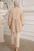 Tesettür giyim VİZON YAPRAK DESENLİ GÖMLEK TUNİK T 6302