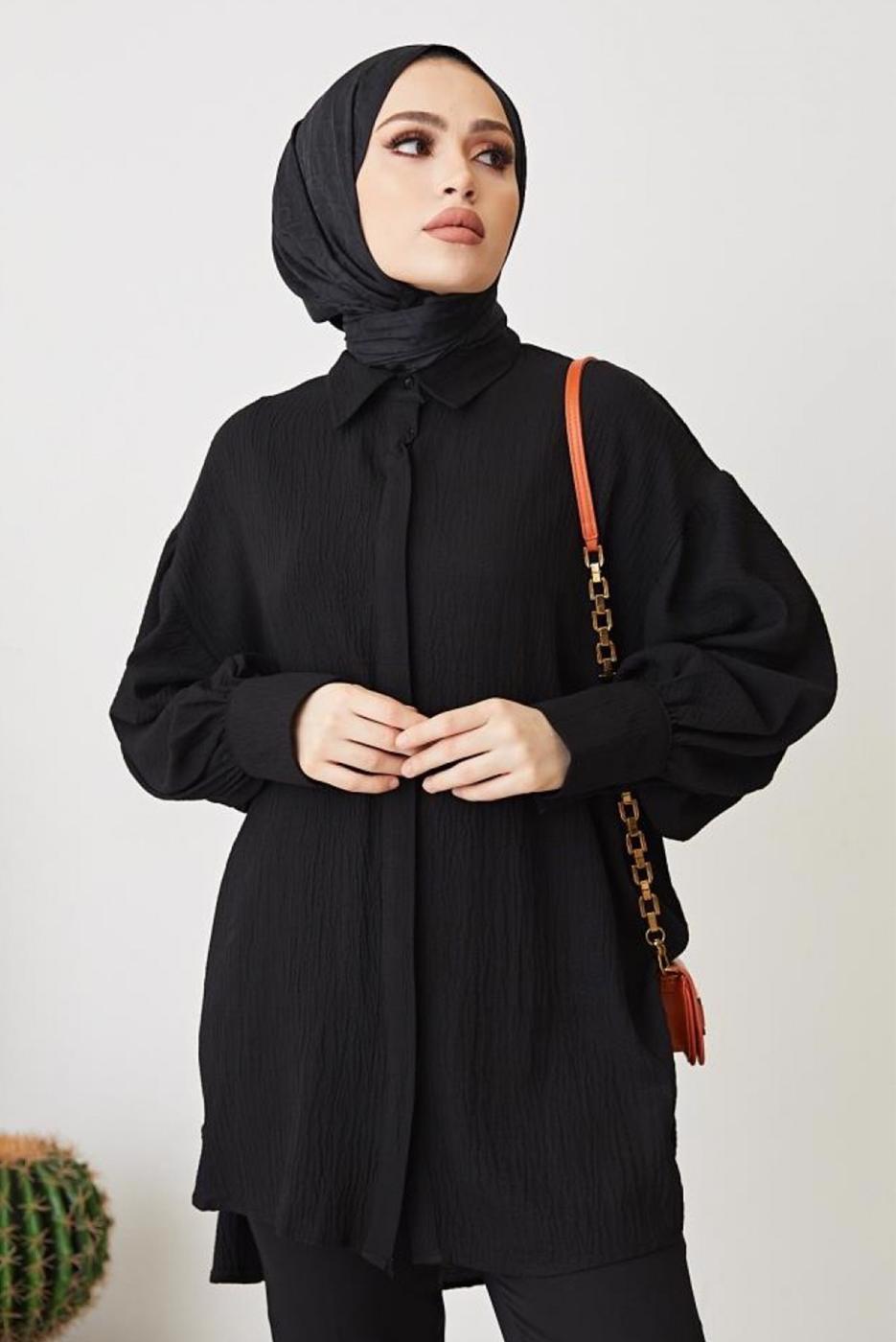 Tesettür giyim SİYAH GÖMLEK TUNİK T 64416