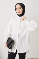 Tesettür giyim BEYAZ GÖMLEK TUNİK T 64416