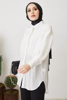 Tesettür giyim BEYAZ GÖMLEK TUNİK T 64416
