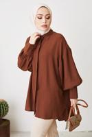 Tesettür giyim KAHVE GÖMLEK TUNİK T 64416