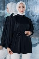 Tesettür giyim SİYAH BROŞ DETAYLI TUNİK T 70042
