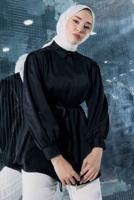 Tesettür giyim SİYAH BROŞ DETAYLI TUNİK T 70042