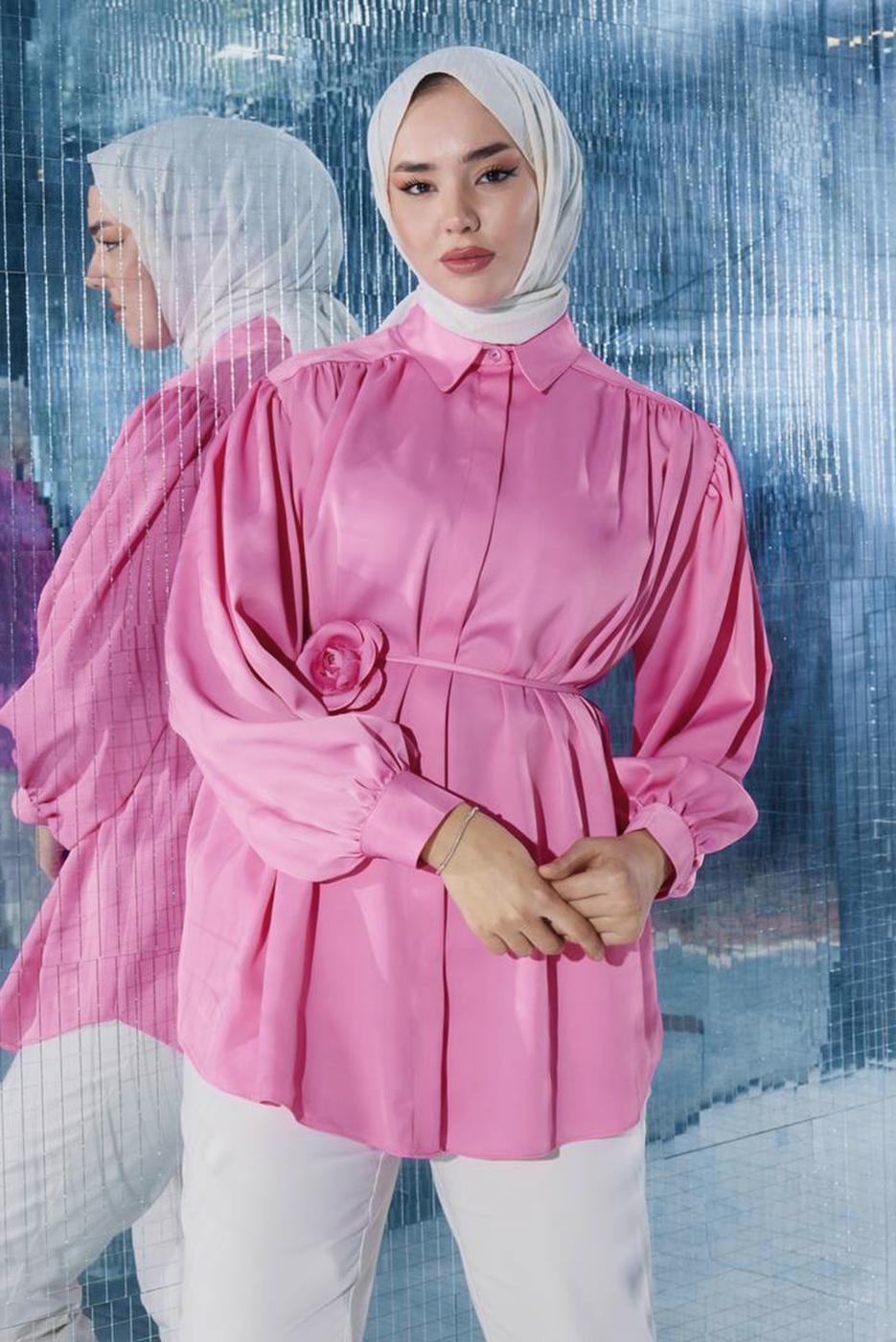 Hijab clothing FUCHSIA TUNIC WITH BROOCH T 70042