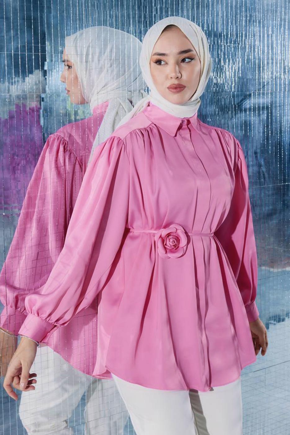 Hijab clothing FUCHSIA TUNIC WITH BROOCH T 70042