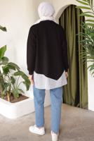 Tesettür giyim SİYAH ÇİZGİLİ TUNİK T 7114