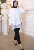 Tesettür giyim KREM ÇİZGİLİ TUNİK T 7114